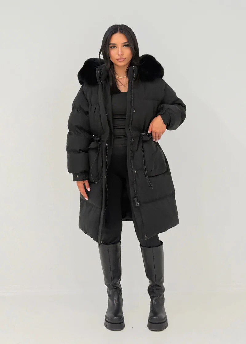 Oversize Winterparka mit Kunstfellkapuze