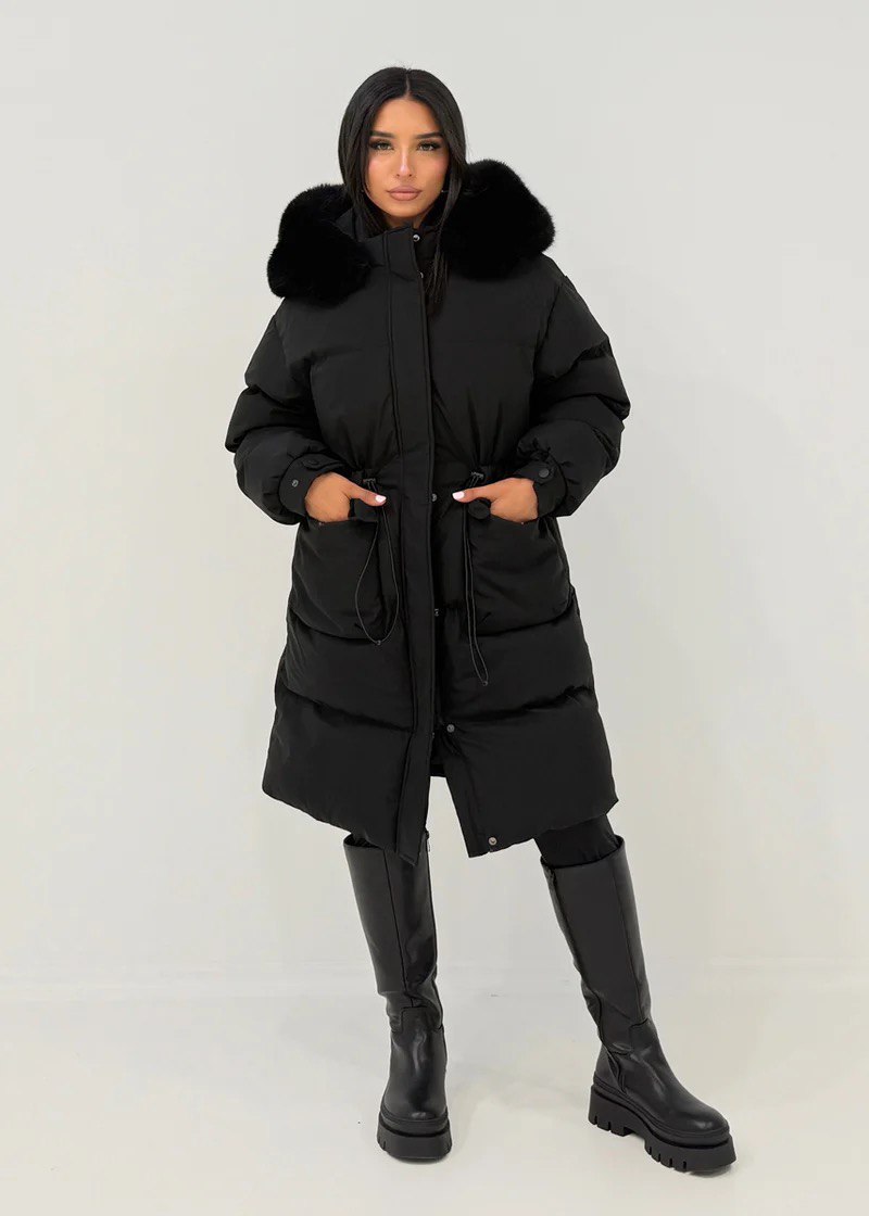 Oversize Winterparka mit Kunstfellkapuze
