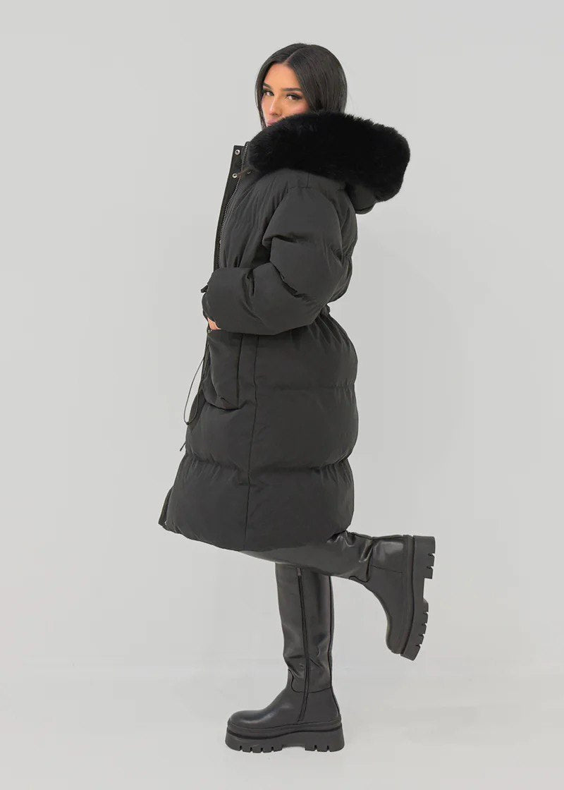 Oversize Winterparka mit Kunstfellkapuze