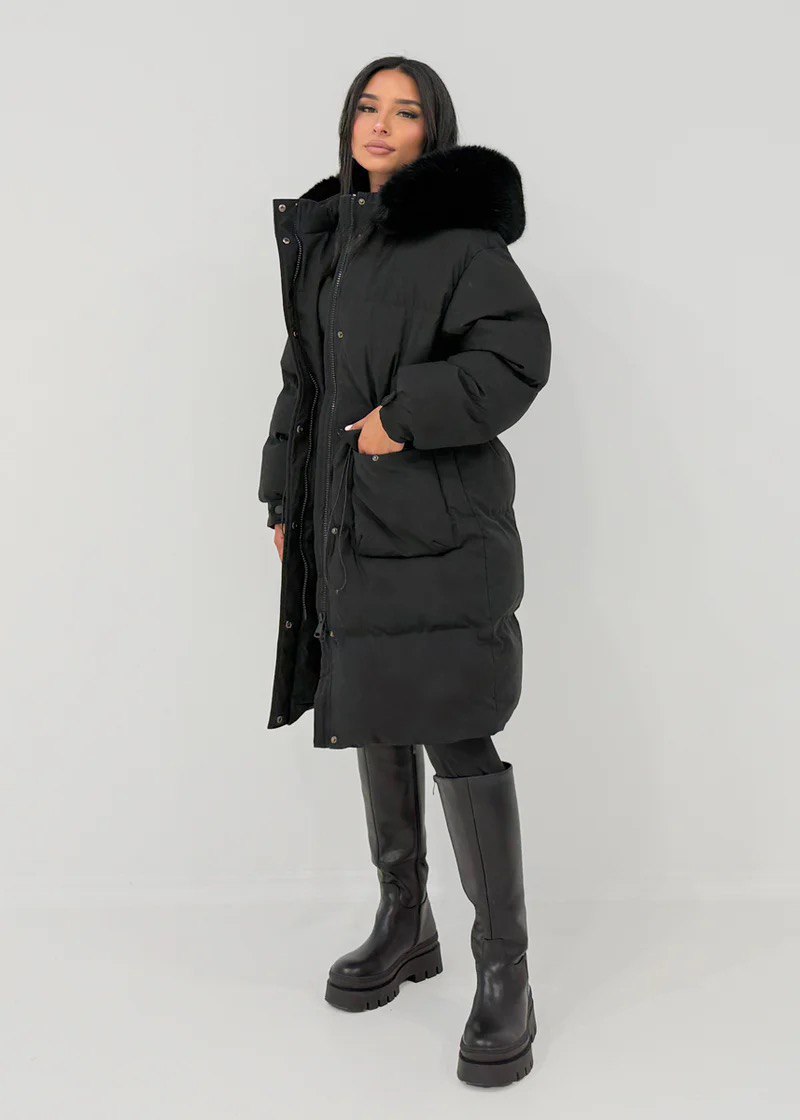 Oversize Winterparka mit Kunstfellkapuze